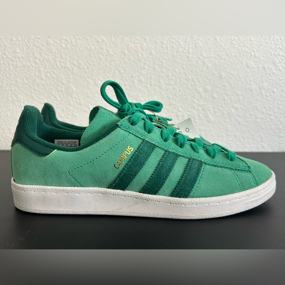 NEW ADIDAS Campus ADV Skate Shoes UNISEX Collegiate Green/White SUEDE LACE UP